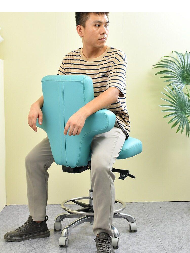 미용 시술 의자 작업 실험실 바퀴 네일 등받이 카운터 블루 3기능 의사용 의자 - 상세 이미지 5
