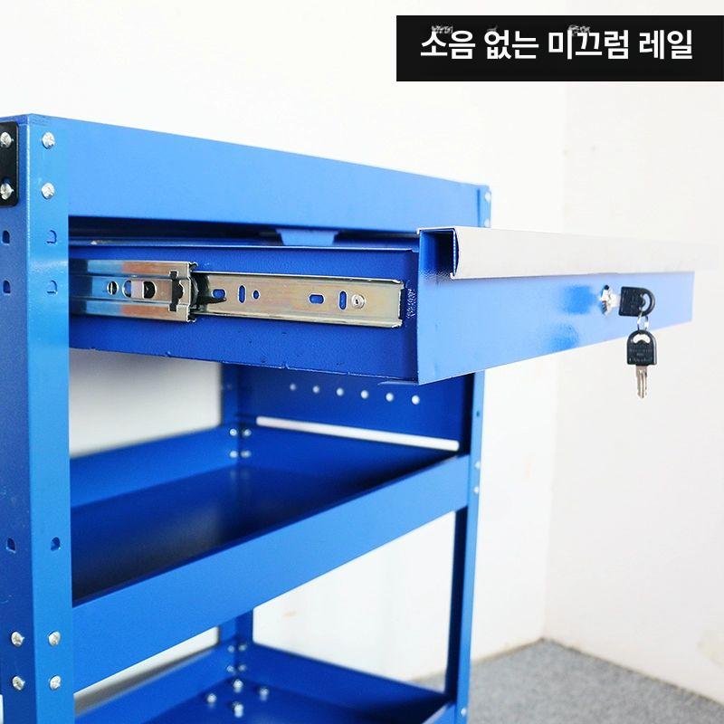이동식 공구함 장비 작업대 공구카트 트롤리 툴박스 선반 서랍 포함 3단 (레드) - 상세 이미지 5