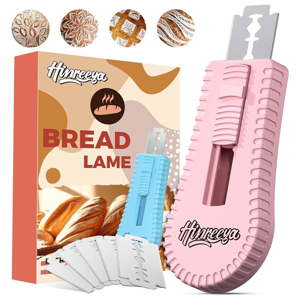 Hinreeya Bread Lame 사워도우 빵 5개 면도날 소책자 반죽 패턴 커터, 용품 빵, 용품, 및 스코어링 피자 베이킹 Black - 상품 이미지