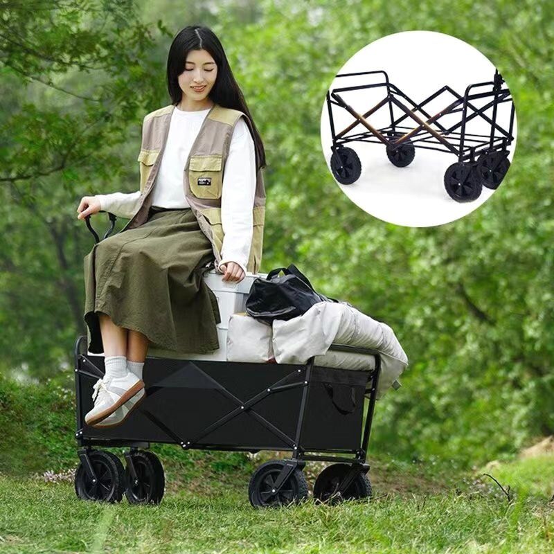 캠핑 캠핑카트 수레 웨건 캠핑웨건 바퀴 오픈형 상판 트레일러 접이식 카트 야외 캠핑용 - 상세 이미지 4