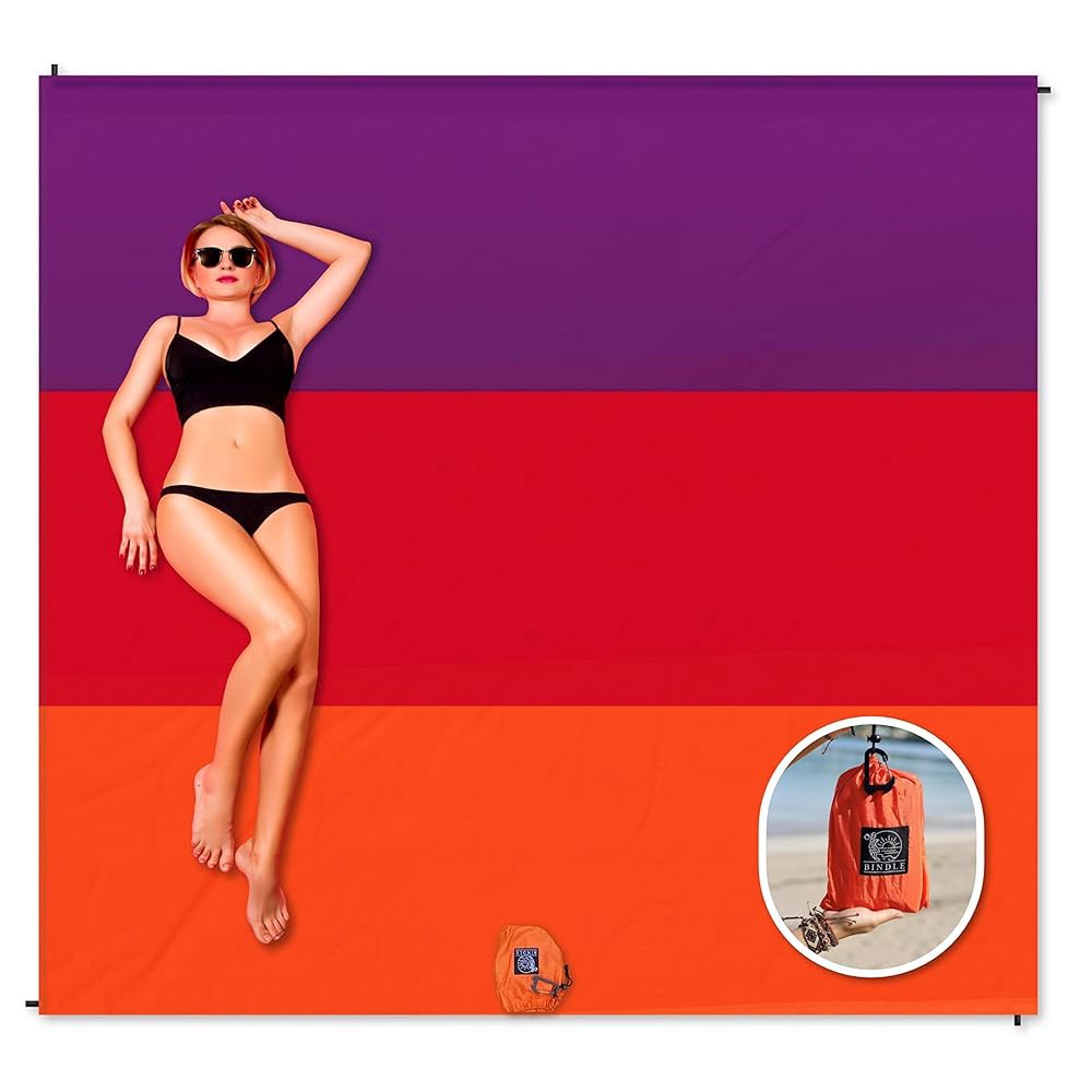 BINDLE Eco-Beach 담요 213.4 x 방수 소재, 매트 모래 휴대용 203.2cm(84 분위기를 야외 경량 80인치) 캠핑 재활용 피크닉 여행, 방지 일몰 라지, 방지 - 상품 이미지