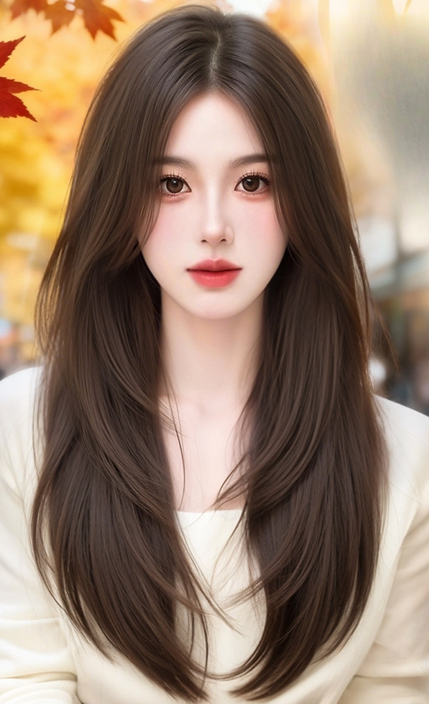 여성 통가발 레이어드컷 긴머리 자연스러운 앞머리 실습용 가발 - 상품 이미지