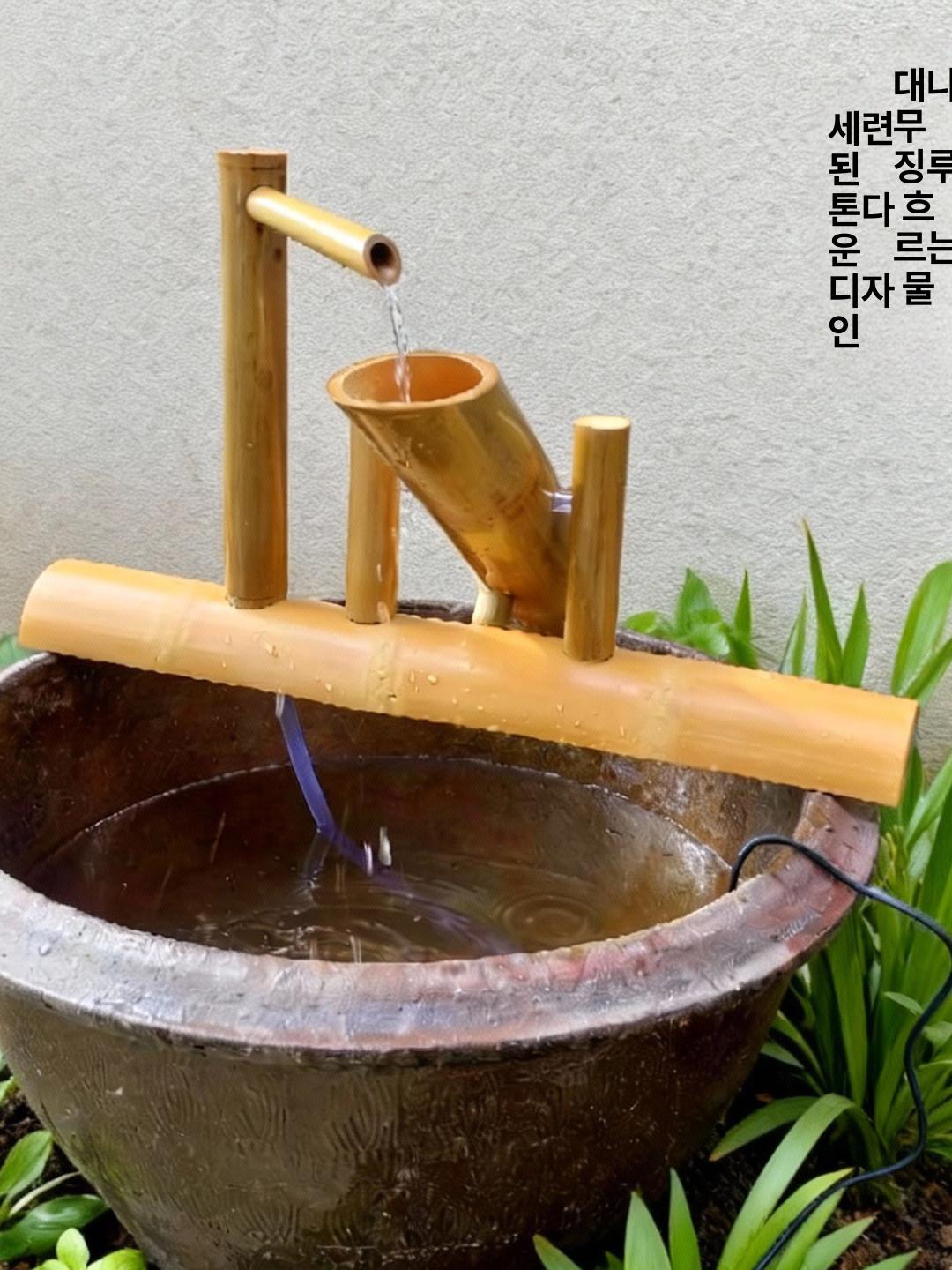 연못 대나무분수 일본풍 조경 죽경조송수포 베이스 40cm 길이 + 워터 펌프 호스 - 상세 이미지 2