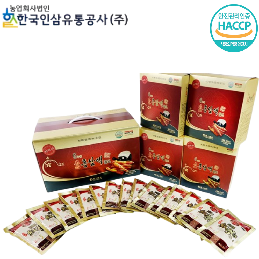 한국인삼유통공사 6년근 고려 홍삼 진액 100ml 부모님 감사 인사 선물 60포, 1개 - 상품 이미지