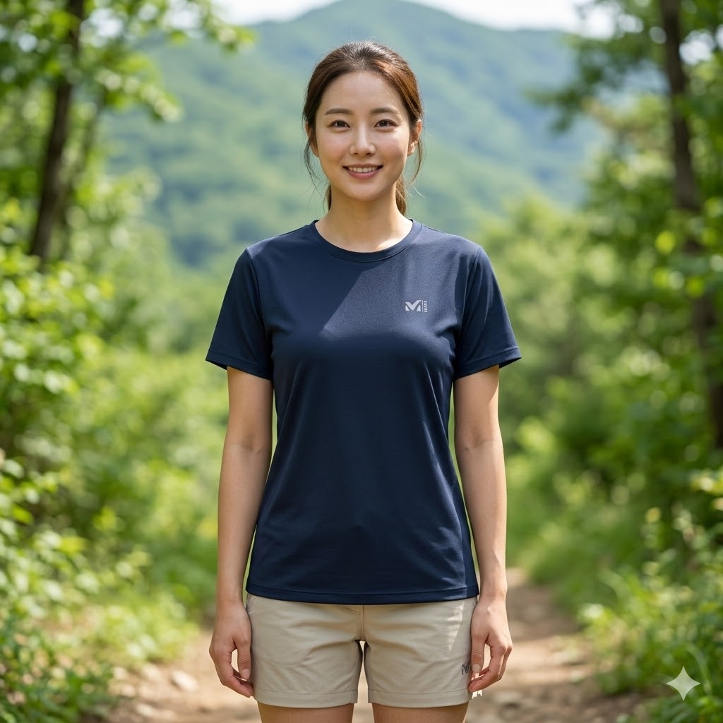 MILLET 밀레 여자 아웃도어 콜드엣지 항균 라운드 반팔티셔츠