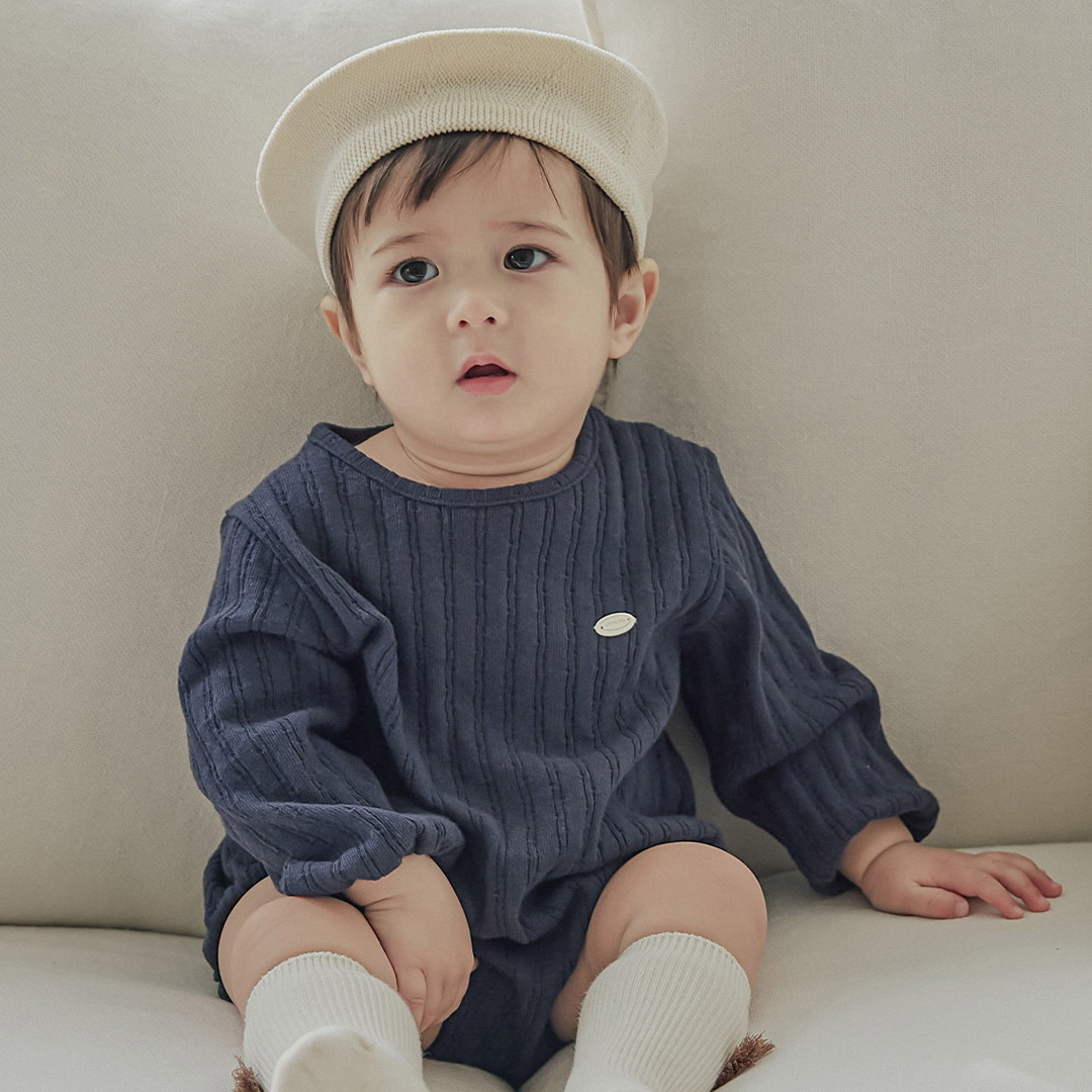 남아 백일 돌촬영의상 외출룩 브리 바디슈트 네이비 - 상세 이미지 5