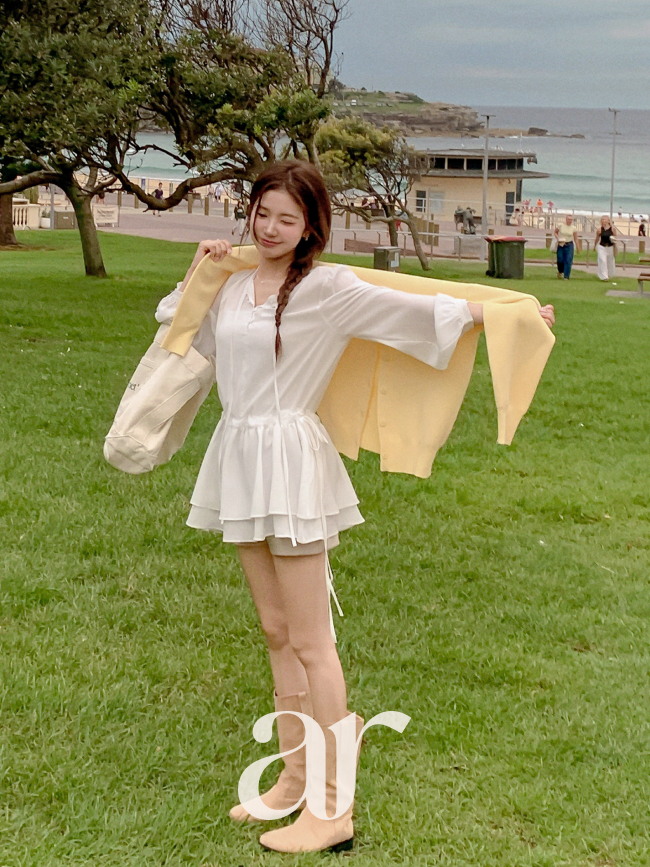 버튼 스트랩 셔링 플레어 롱 블라우스 bs8681 이미지 2
