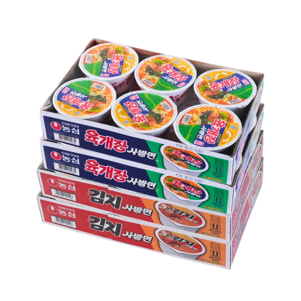 농심 육개장사발면12개 + 김치사발면12개 (총24개) - 상품 이미지