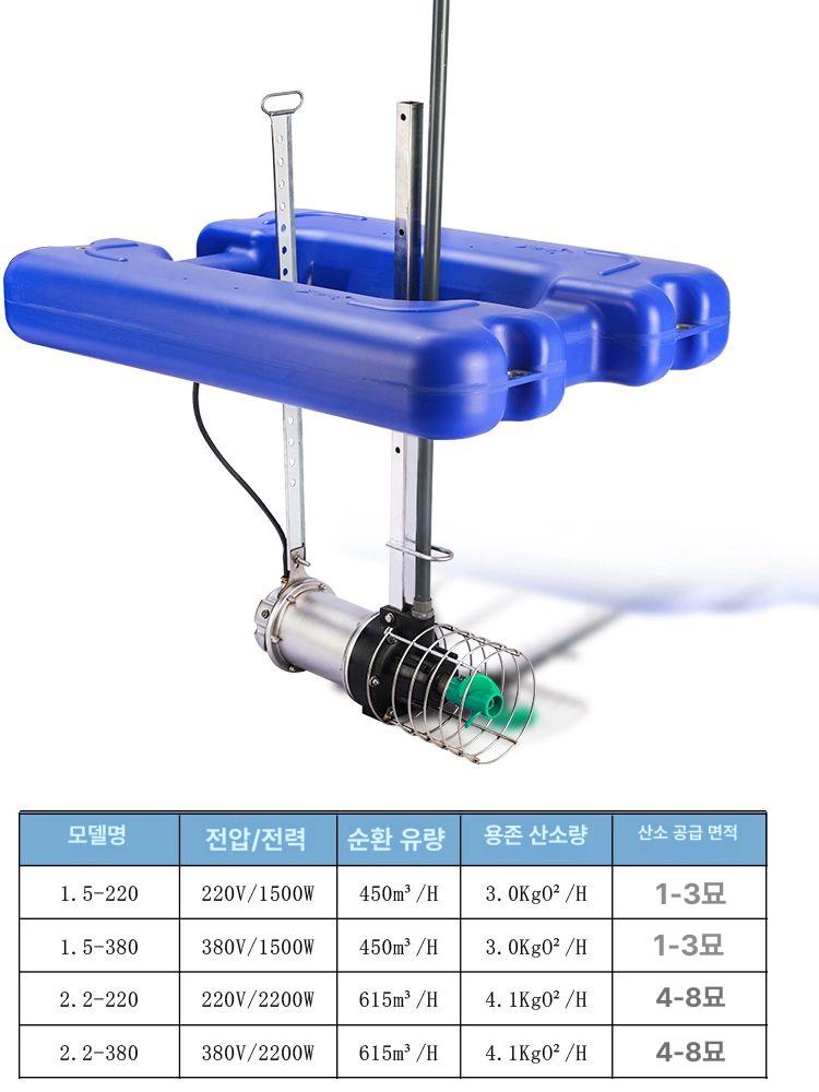 양식장 산소 공급기 순환 모터펌프 기포기 호수 304 304 스테인리스스틸 1500W-220V - 상세 이미지 5