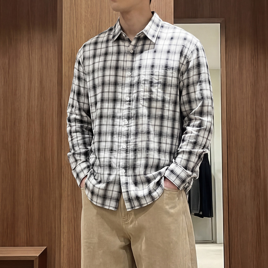 남자체크남방 오버핏남방 남자빅사이즈셔츠 - 상품 이미지
