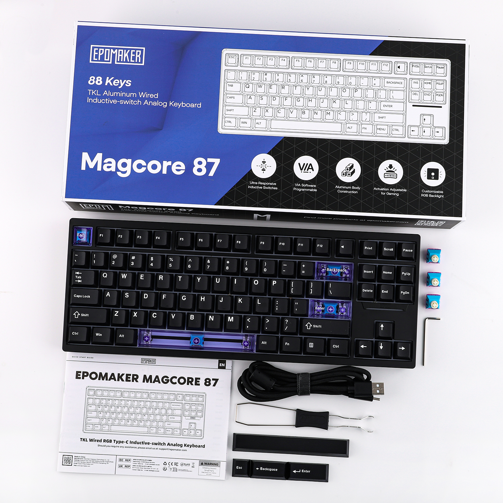에포메이커 매그코어 Magcore 87 래피드 트리거 유선 게이밍 키보드 블랙, 인덕티브 스위치 이미지 6
