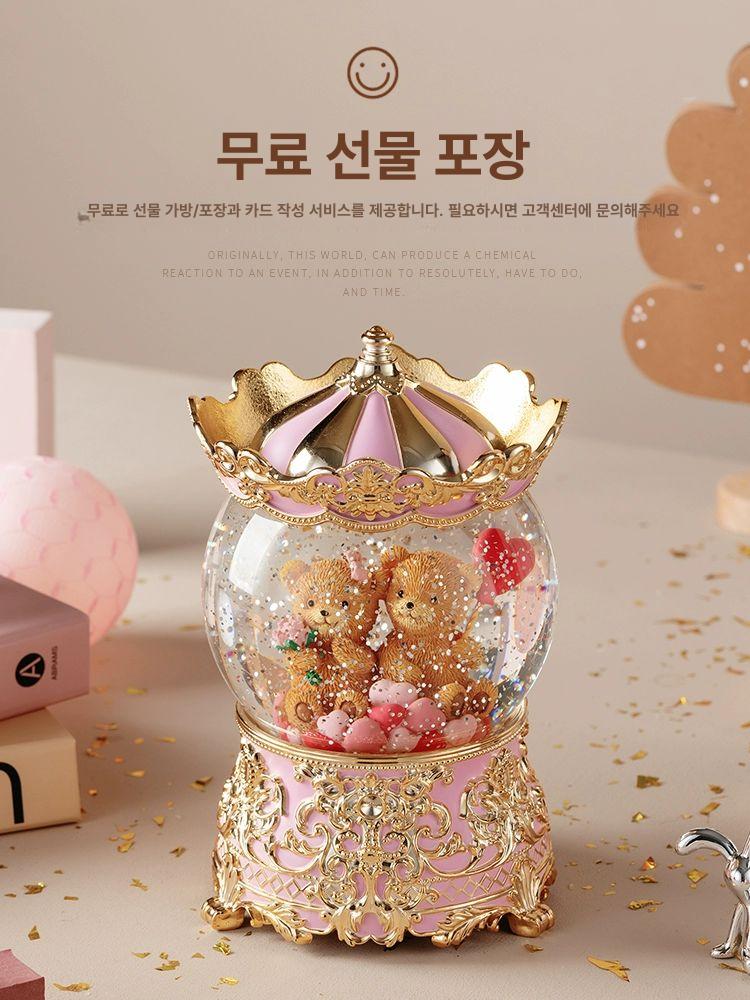 회전목마 스노우볼 뮤직 오르골 고급 이벤트소품 멜로디 무브먼트 밴드 선물 발레소녀 - 상세 이미지 5