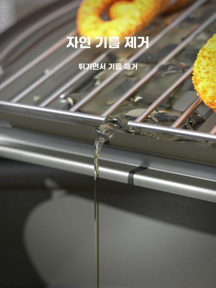 미니 튀김기 소형 튀김냄비 인덕션 1인분 가정용 기름절약 실버 20CM 커버 - 상세 이미지 2