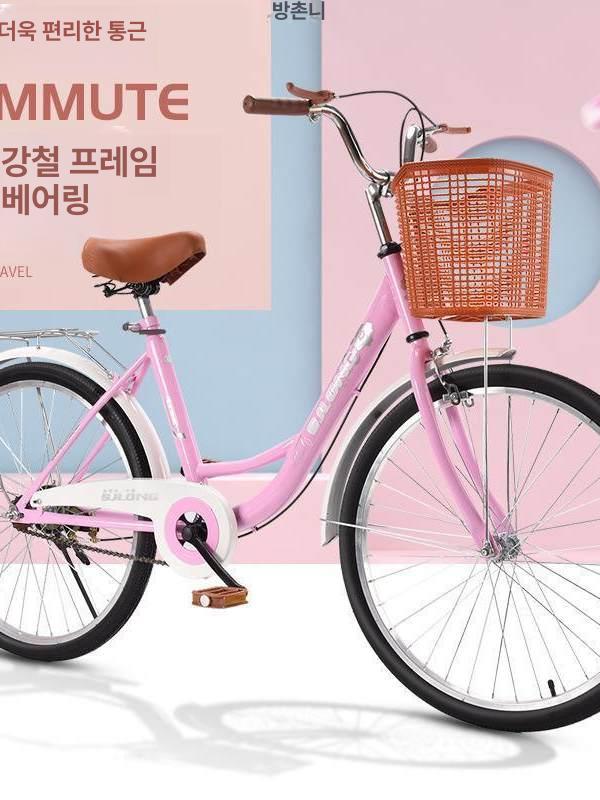클래식자전거 여성 마트 출퇴근 바구니 카 재즈블랙 고급형 20인치 11인치 - 상세 이미지 4