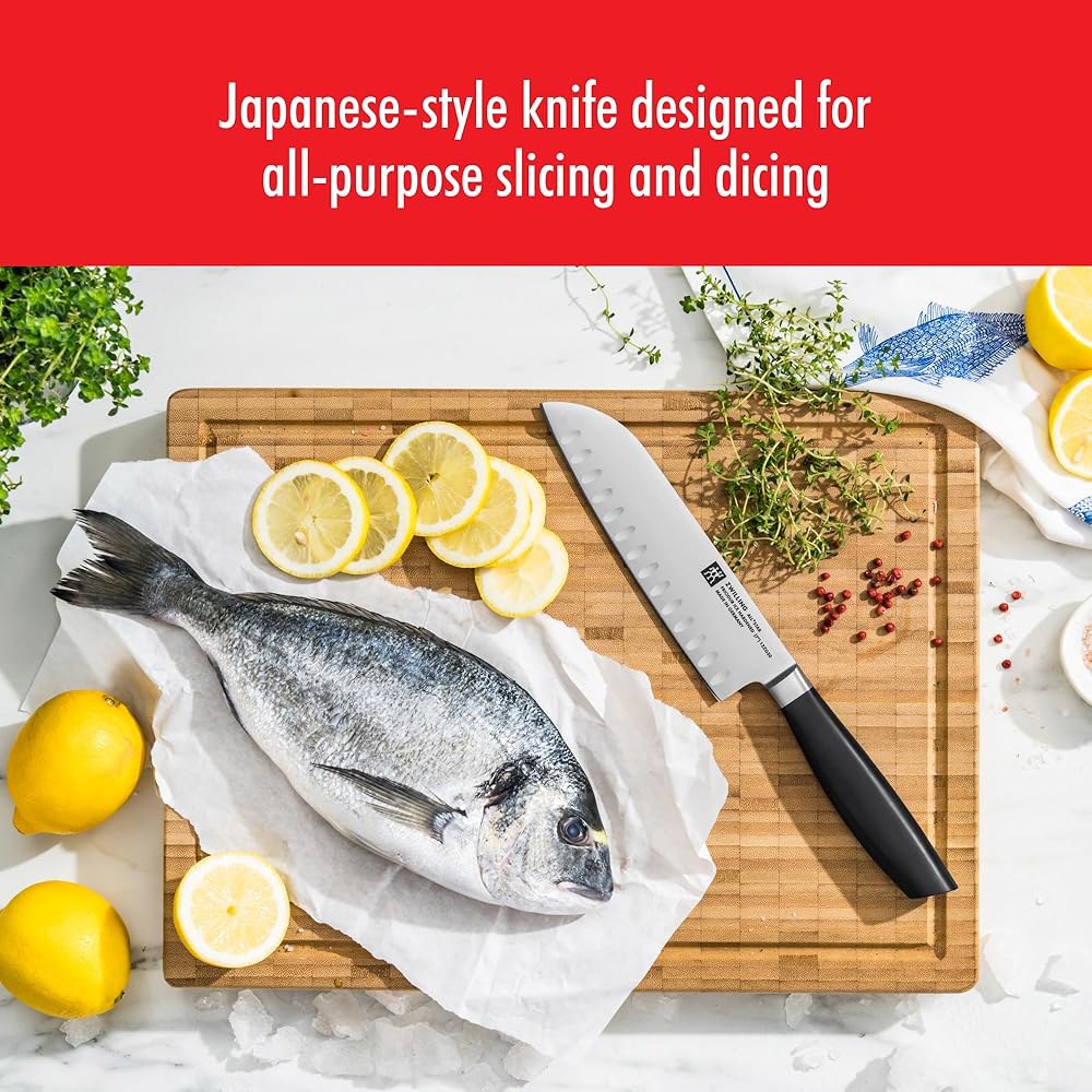 ZWILLING All Star 17.8cm(7인치) 할로우 엔드 산토쿠 광택 캡 엣지 - 골드 나이프 Gold Polished - 상세 이미지 3