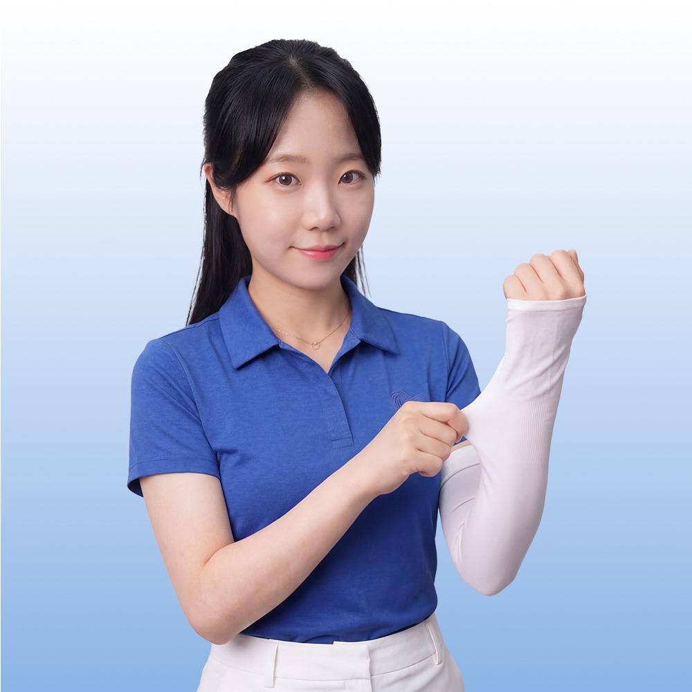 닥터체크 UV터치 쿨 팔토시 자외선차단 러닝 골프 등산 자전거 여름 손등커버 블랙 화이트 - 상품 이미지