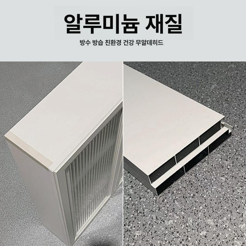 욕실 수납장 상부장 선반 수건 웜 서랍장 유리문 화장실 웜화이트 50x69x15cm 3단 투명 - 상세 이미지 4
