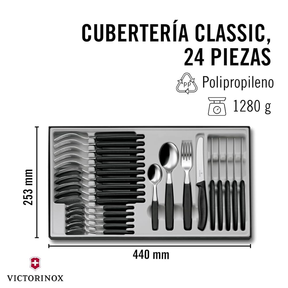 Victorinox 토마토 나이프가 있는 스위스 블랙, 클래식 5 세트 스틸, 스테인리스 5cm 30 24피스, x 테이블 - 상세 이미지 3