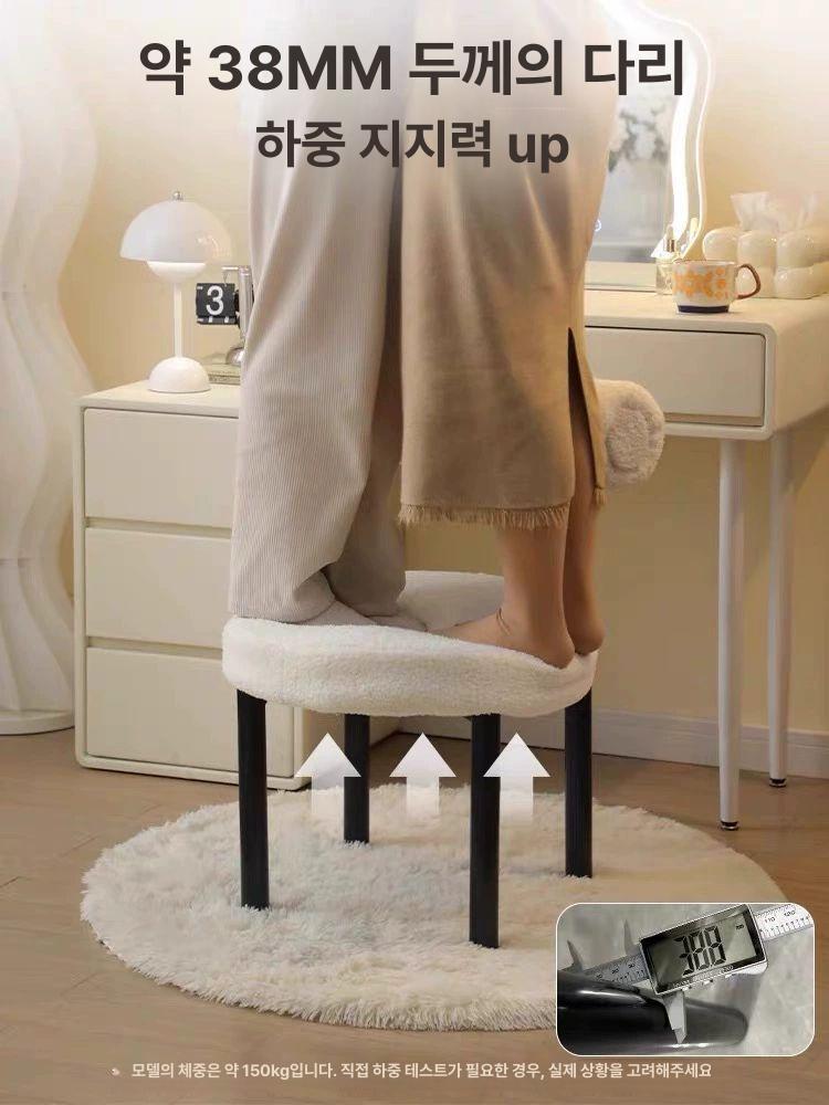 등받이 화장대의자 스툴 침실 수납 패브릭 네일 화이트 - 상세 이미지 4