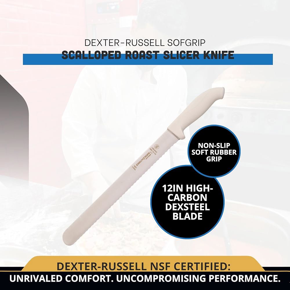 Dexter-Russell SofGrip 30.5cm(12인치) 스캘럽 로스트 제조 방지 스테인리스 미국 부드러운 미끄럼 24243 블레이드 프리, 나이프 고무 DEXSTEEL - 상세 이미지 2