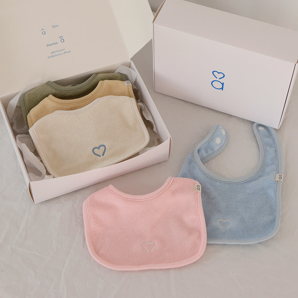올포홈 로고 테리빕 아기 턱받이 침받이 순면 두겹 아이보리 국내제작 - 상세 이미지 2