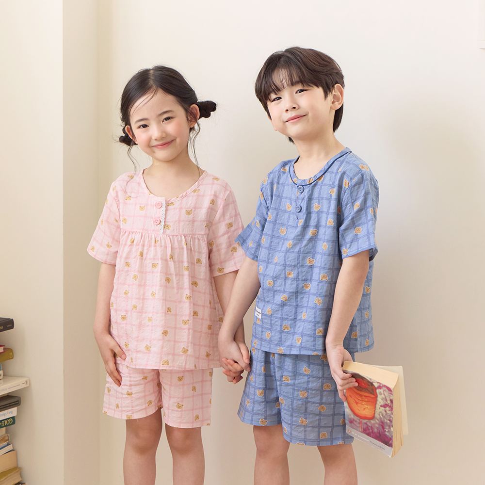투위 여름잠옷 반팔 무형광 가족잠옷 순면 커플 신혼부부 파자마 이미지 3