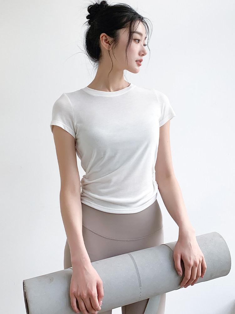 트임 여성 요가 티셔츠 반팔 여성 필라테스 상의 - 상세 이미지 4
