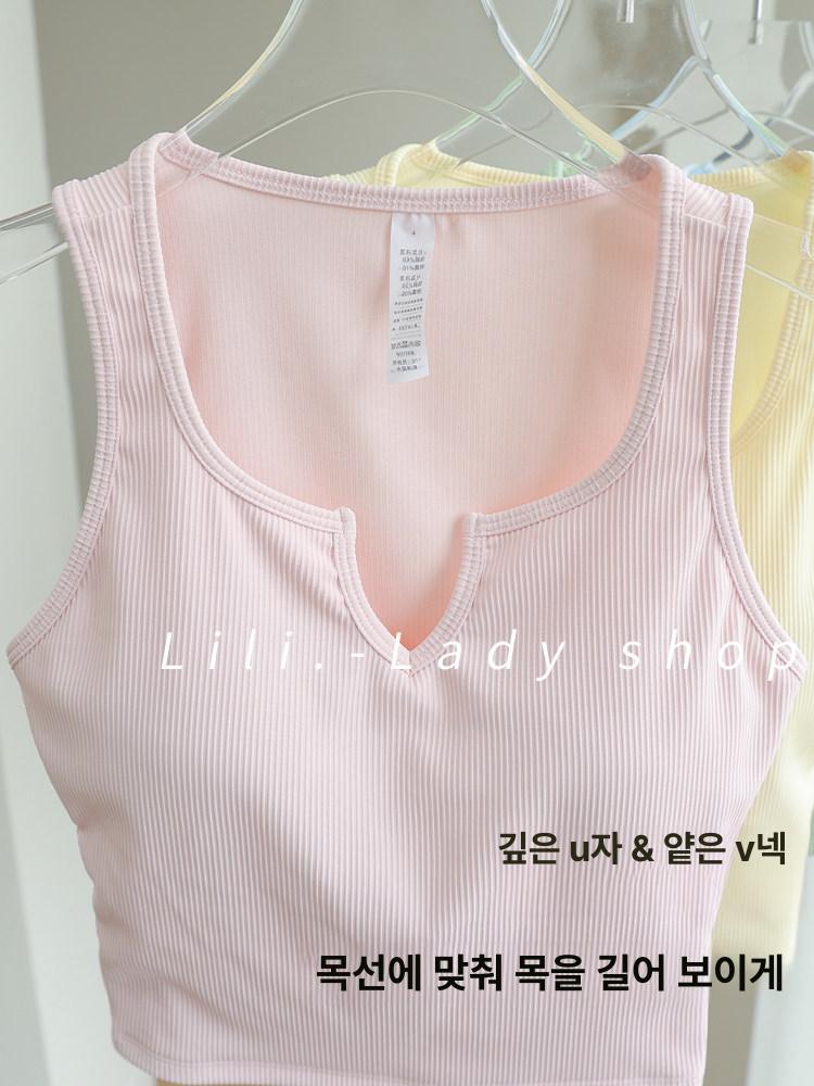 필라테스 나시 브라탑 민소매 요가 홈트 탱크탑 폴웨어 스포츠탑 07 - 상세 이미지 3