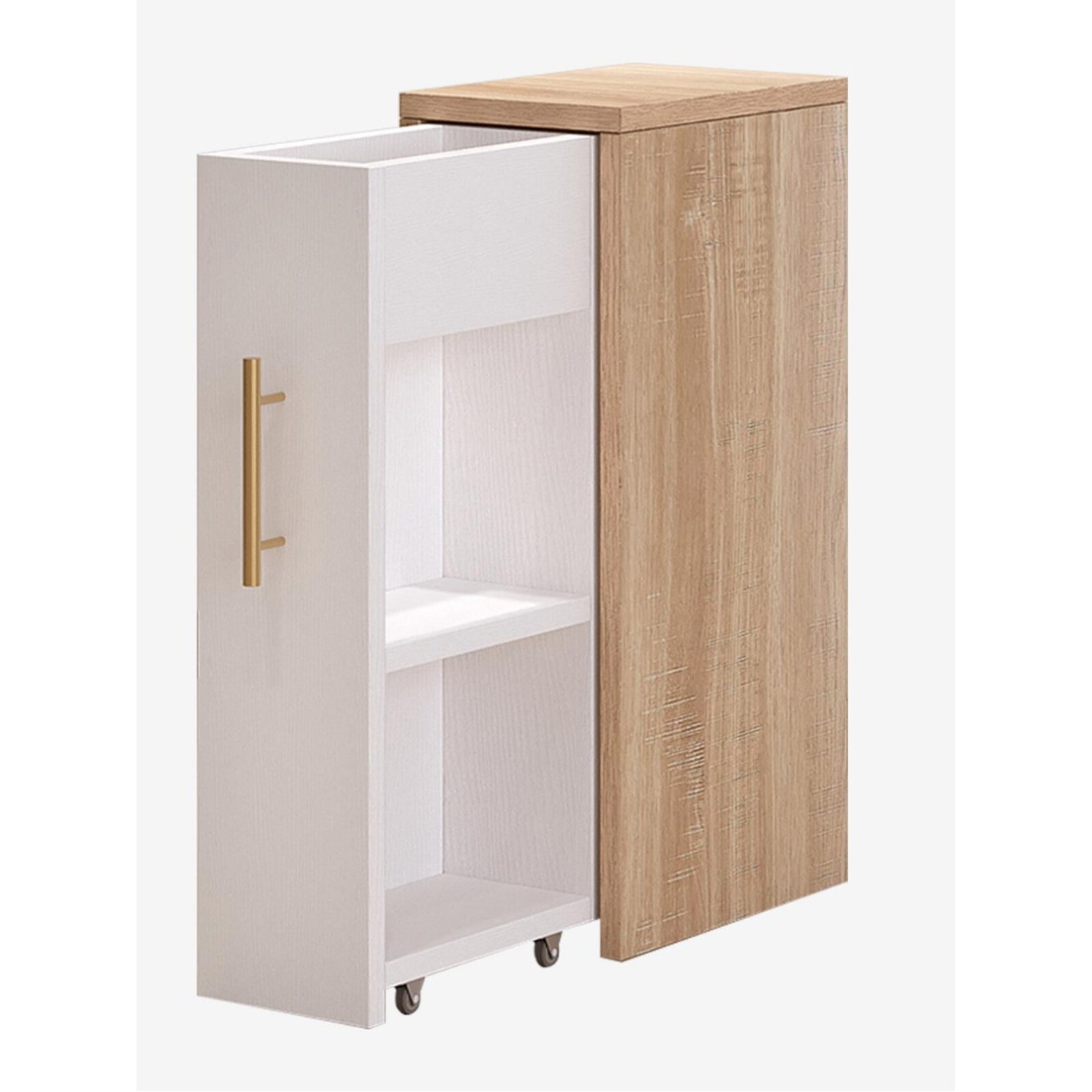 수납 메모 20X29X59CM 이동식 소파 우드 로그 15CM 폭좁은수납장 화이트 커스텀 사이즈 옵션 심플 - 상세 이미지 2