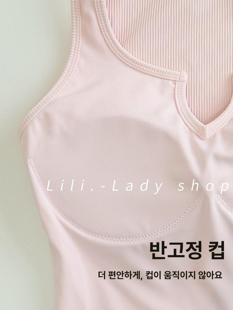필라테스 나시 브라탑 민소매 요가 홈트 탱크탑 폴웨어 스포츠탑 07 - 상세 이미지 4