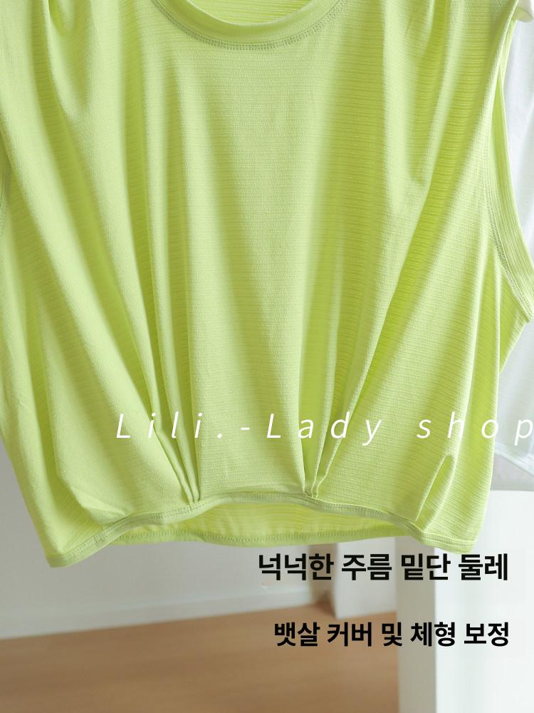 필라테스 나시 브라탑 민소매 요가 홈트 탱크탑 폴웨어 스포츠탑 06 - 상세 이미지 3