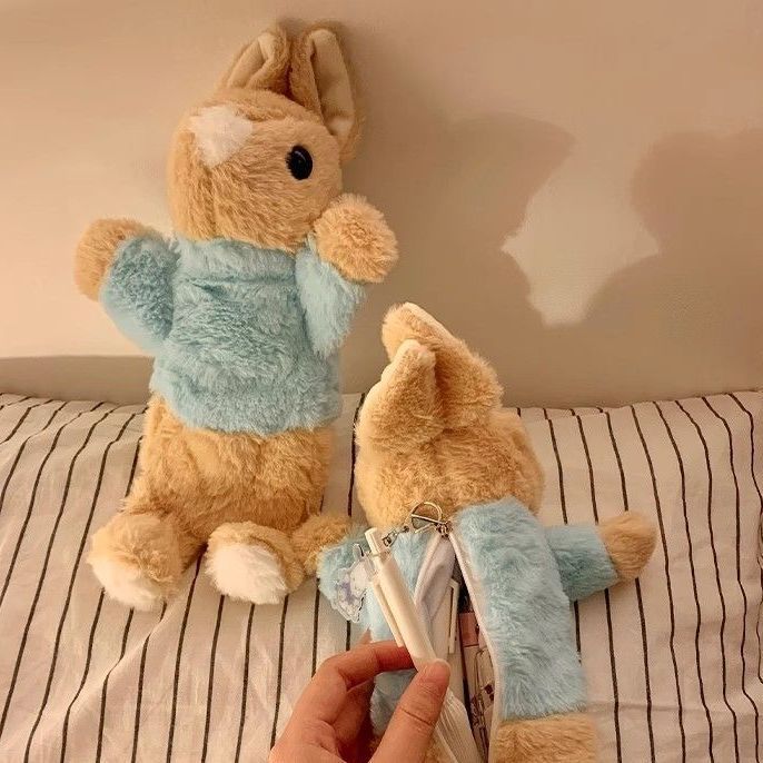 토깽이 토끼 인형 앞 지퍼 펜 파우치 필통 봉제인형 화장품 필기구 수납 생리대 - 상세 이미지 3