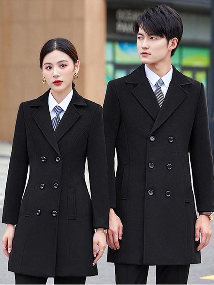 여자 겨울 정장 더블 코트 누빔 롱코트 회사 근무복 단체복 유니폼 - 상품 이미지