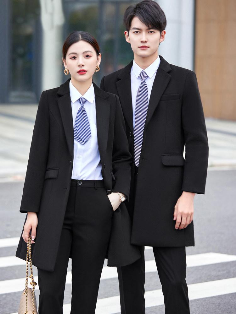 여자 겨울 정장 더블 코트 누빔 롱코트 회사 근무복 단체복 유니폼 - 상세 이미지 4