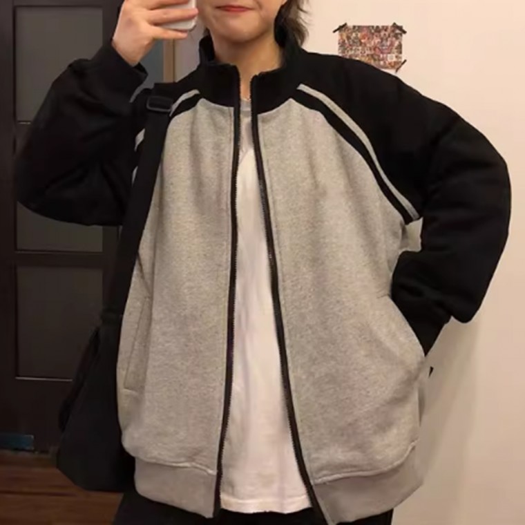 남녀공용 투톤배색 기모 하프집업자켓 재킷 - 상품 이미지