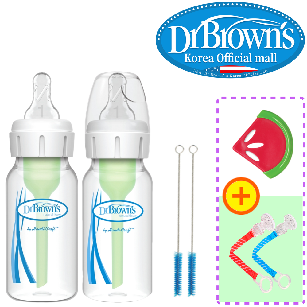 닥터브라운 오피셜 / PP 젖병 내로우넥 120ml 2개, 치발기 홀더 옵션선물 상품 이미지