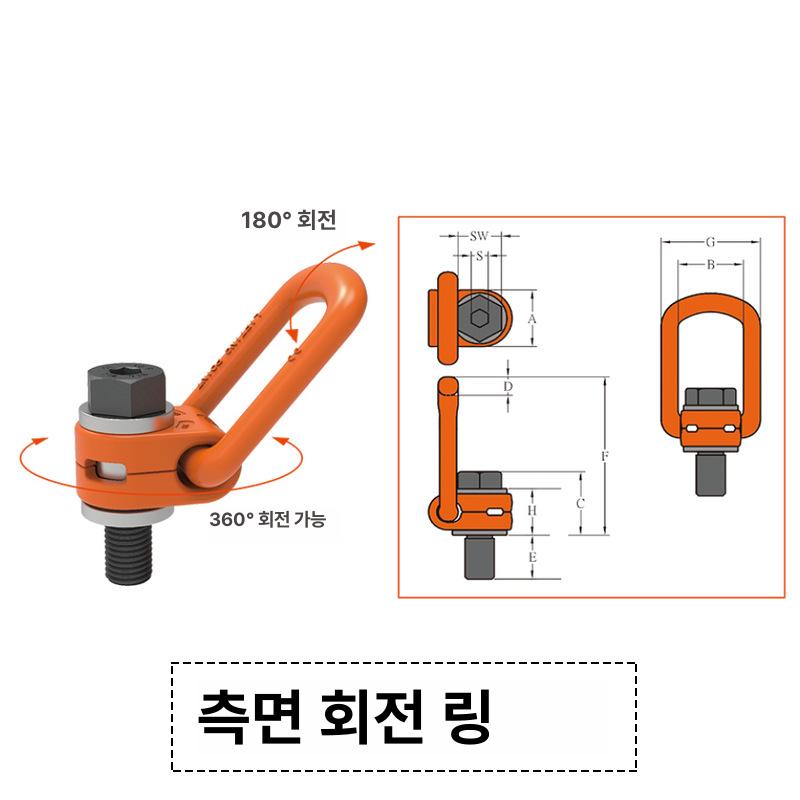 호이스트 체인블럭 회전형 크레인 중량물 인양 산업용 고강도 합금강 열처리 강화 건설 선박 범용 리프팅 링-M8 (M8x1.25-6g) - 상세 이미지 3