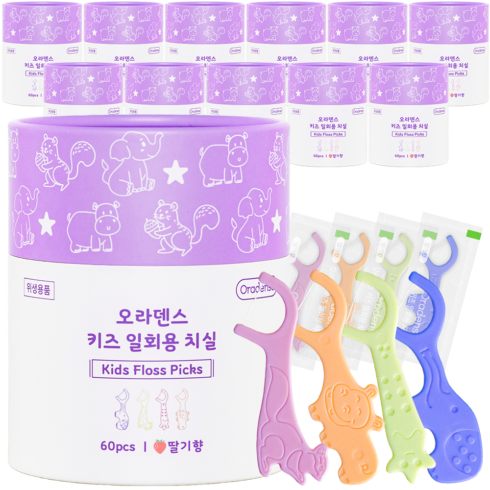 오라덴스 개별포장 키즈 일회용 치실 Y형, 60개입, 12개 - 상품 이미지