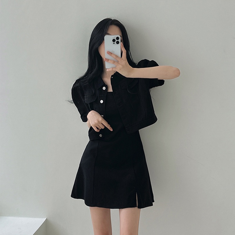 여성 여름 숏자켓 나시원피스 투피스 세트 데일리룩 - 상세 이미지 3