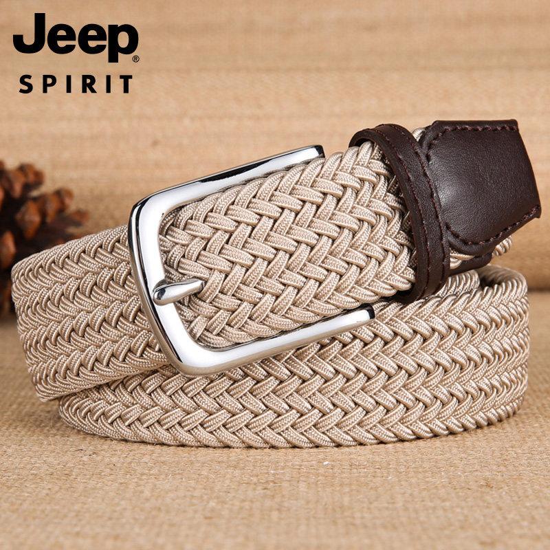 JEEP 지프 위빙 메쉬 가죽 벨트 남성 캐주얼 허리띠 - 상세 이미지 3