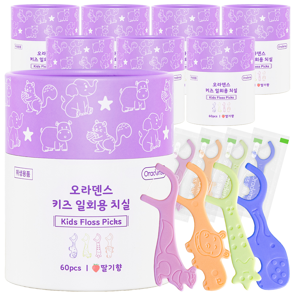오라덴스 개별포장 키즈 일회용 치실 Y형, 60개입, 8개 - 상품 이미지