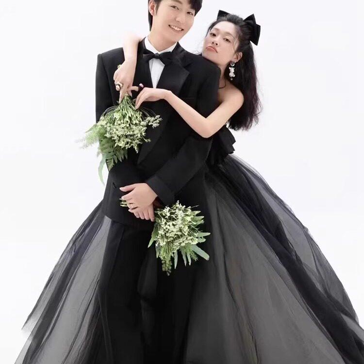블랙 셀프웨딩 제주스냅 드레스 스튜디오 촬영 블랙 여성용 웨딩드레스 프리사이즈 - 상세 이미지 4