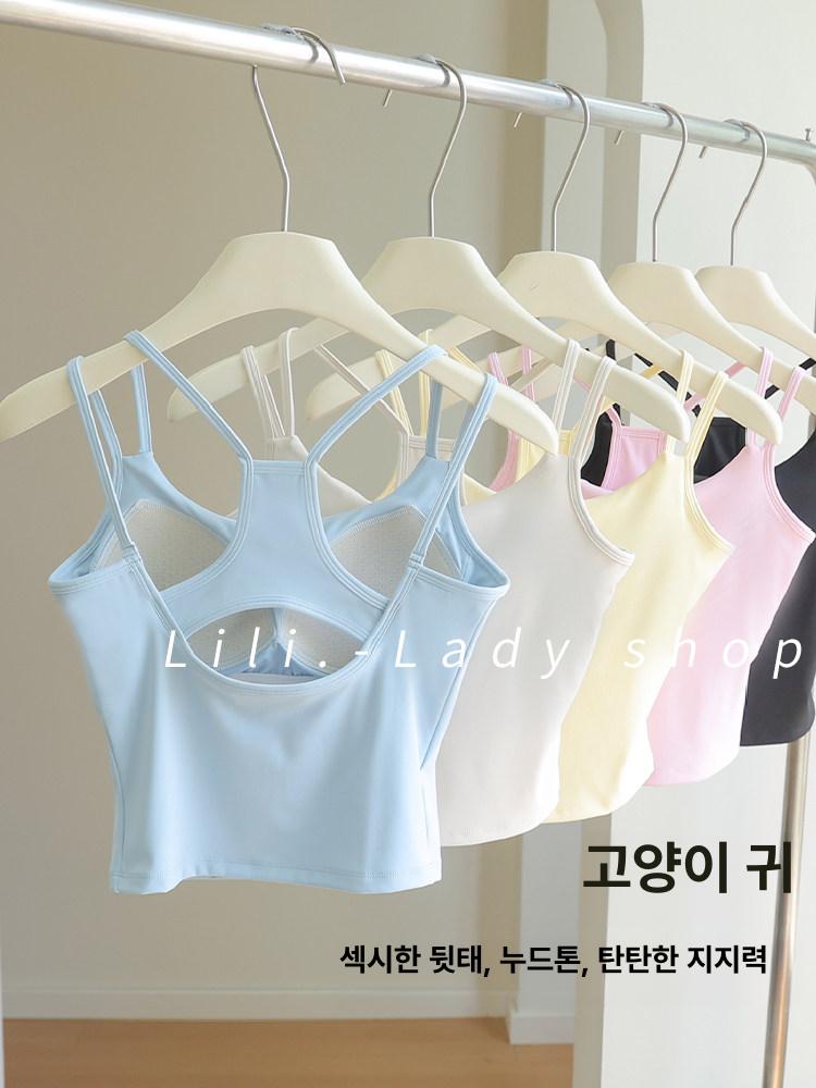 필라테스 나시 브라탑 민소매 요가 홈트 탱크탑 폴웨어 스포츠탑 28 - 상세 이미지 2