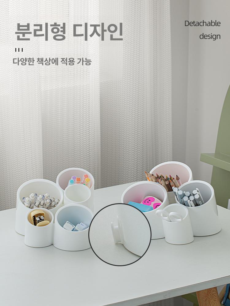 연필꽂이 스태쉬 경사 정리함 색연필 다용도 통 볼펜 9칸 펜꽂이 클래식화이트 - 상세 이미지 3