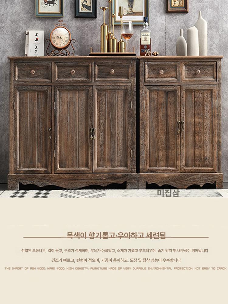 레트로 원목 안방서랍장 옷 빈티지 엔틱가구 현관 틈새 빈티지 워싱 화이트 2도어 프레임 구조 완전 조립 완료 - 상세 이미지 3