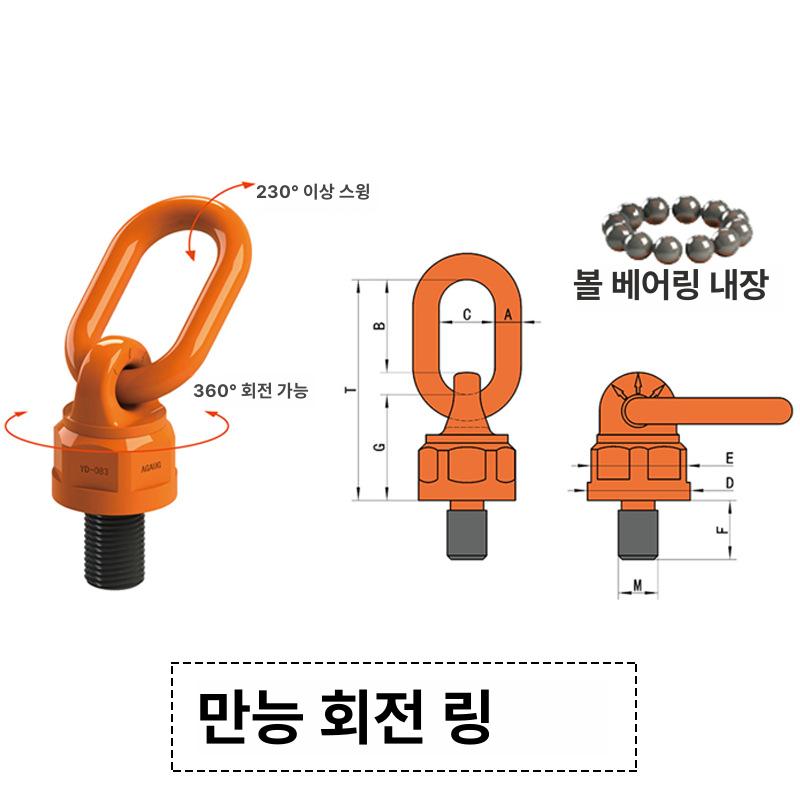 호이스트 체인블럭 회전형 크레인 중량물 인양 산업용 고강도 합금강 열처리 강화 건설 선박 범용 리프팅 링-M8 (M8x1.25-6g) - 상세 이미지 2
