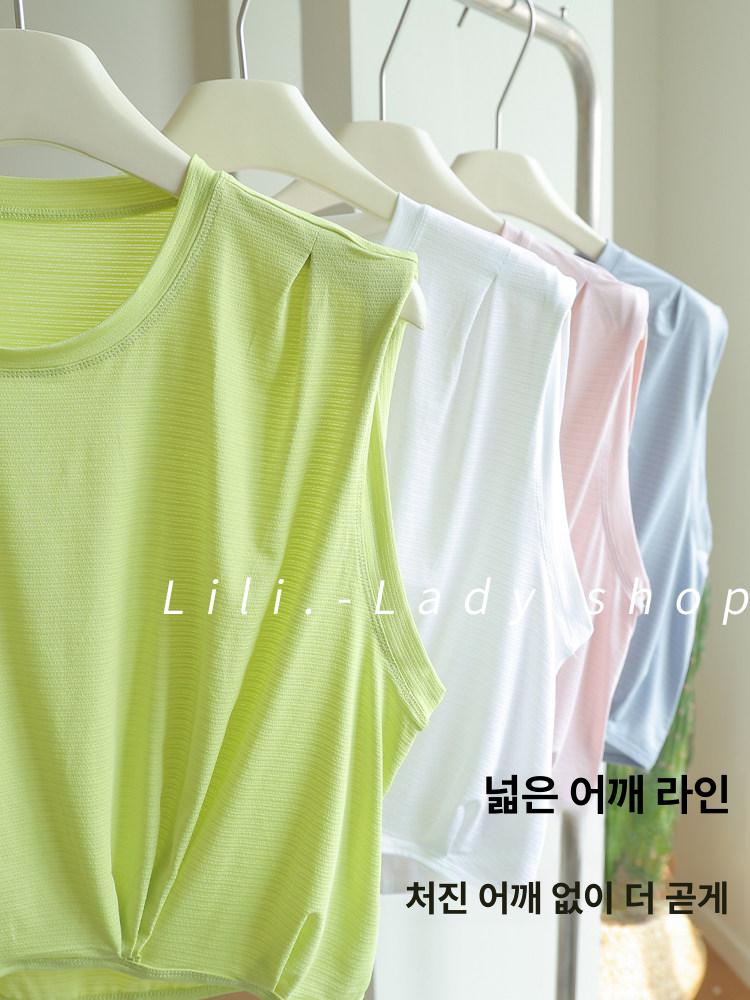 필라테스 나시 브라탑 민소매 요가 홈트 탱크탑 폴웨어 스포츠탑 06 - 상세 이미지 4