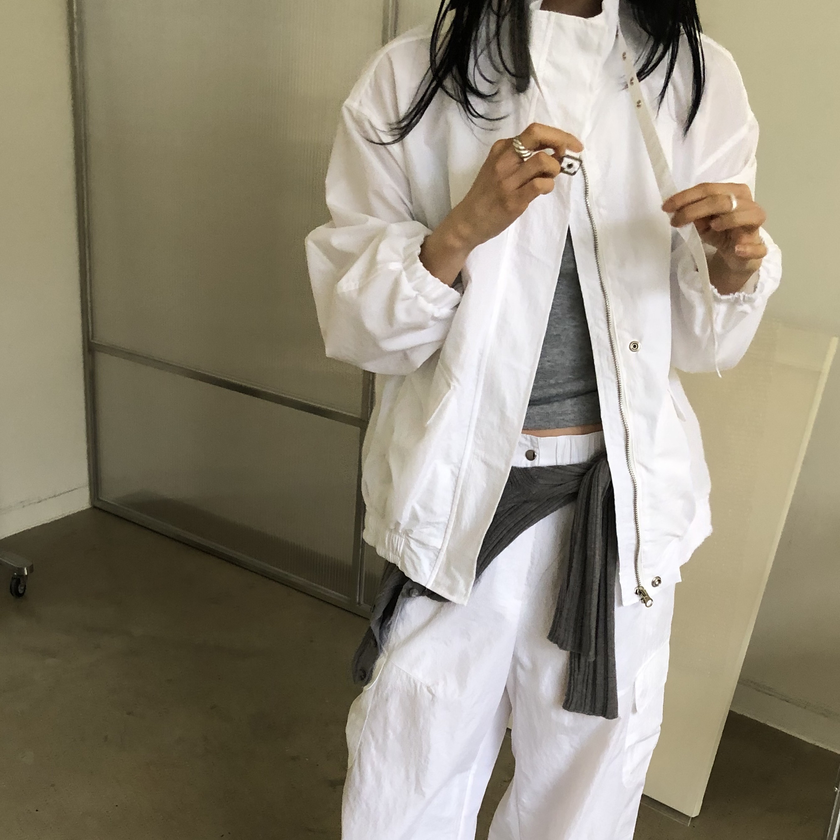 여성 스탠딩카라 나일론 점퍼 봄 간절기 블루종 바람막이 이미지 8