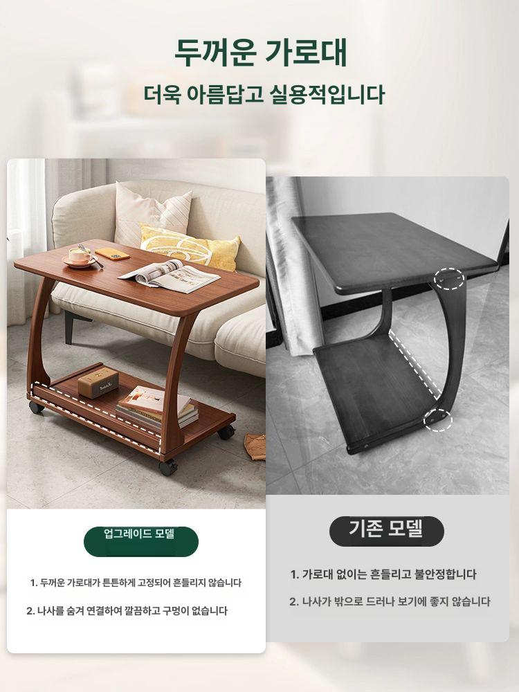 이동식 보조 협탁 옆 침대 사이드테이블 소파 선반 월넛 40x40x65 없음 - 상세 이미지 4