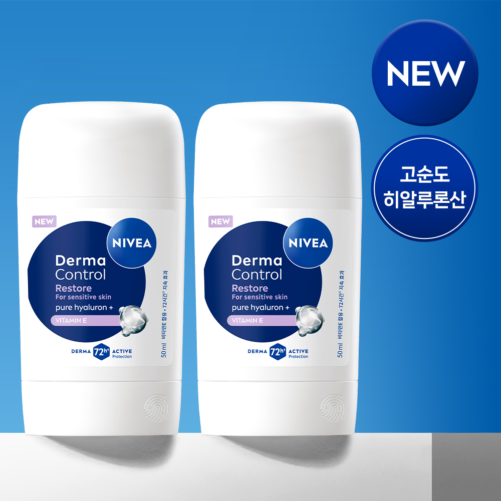 니베아 데오드란트 더마 컨트롤 리스토어 스틱 50ml, 2개 제품 이미지